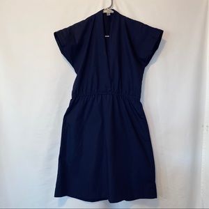 American Apparel midi navy blue low V-neck dress